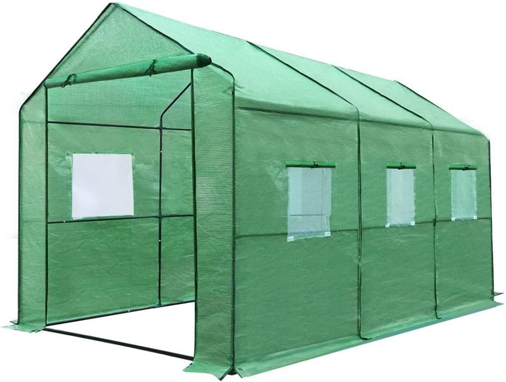 Green Fingers 3.5x2m Walk In Greenhouse Garden Shed 6 Window Grow Tent
