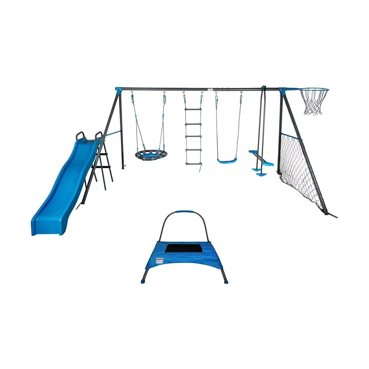 8 Station Swing Set Kids Outdoor Playground Swings Slide Climbing Frame