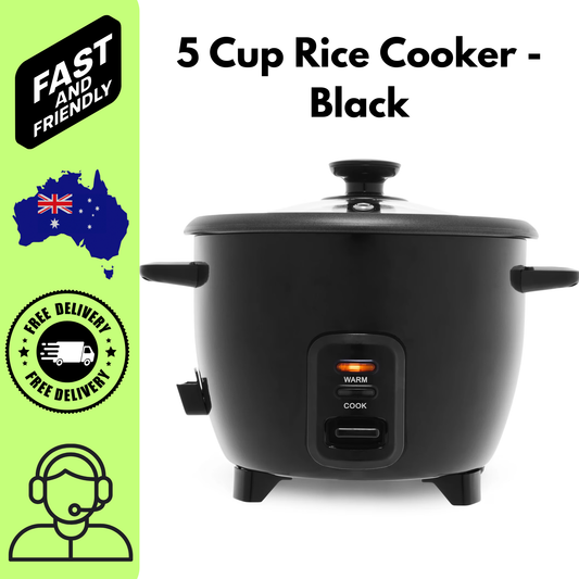 5 Cup Rice Cooker Black Non Stick Automatic Keep Warm Kitchen Cooker