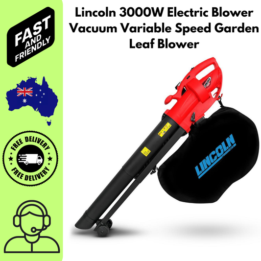Lincoln 3000W Electric Blower Vacuum Variable Speed Garden Leaf Blower
