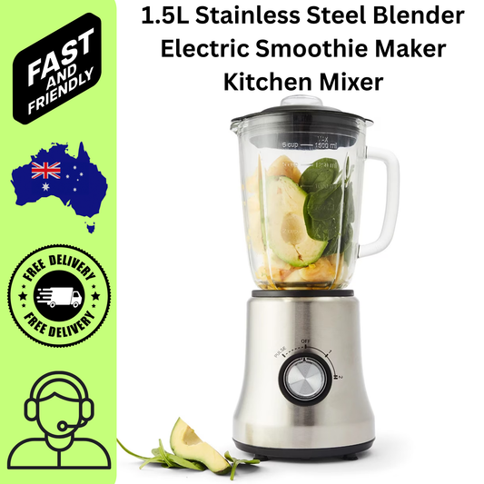1.5L Stainless Steel Blender Electric Smoothie Maker Kitchen Mixer