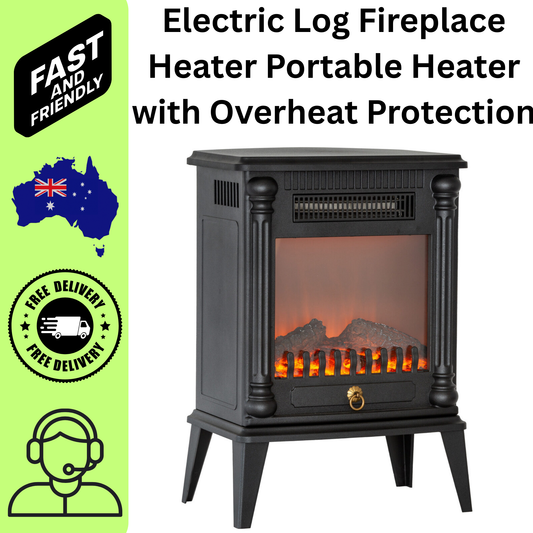 Electric Log Fireplace Heater Portable Heater with Overheat Protection