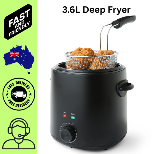 3.6L Deep Fryer Stainless Steel Electric Fryer Adjustable Temp Kitchen