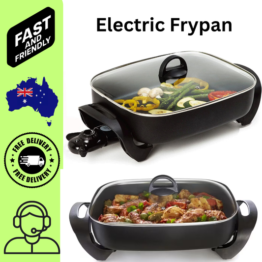 Electric Frypan Non Stick Frying Pan Adjustable Temp Skillet Cooker