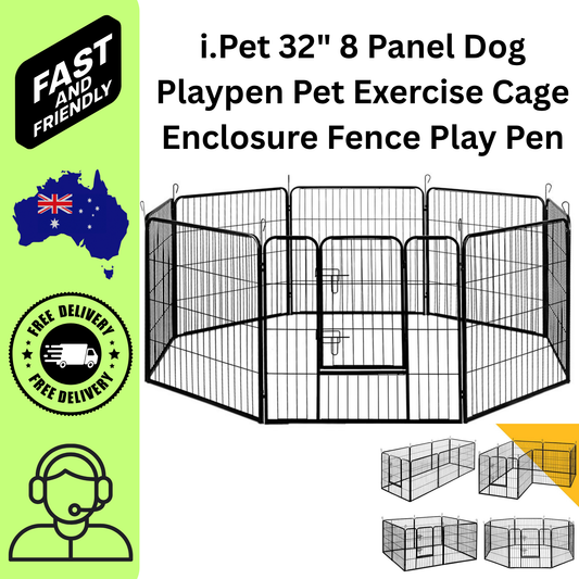 i.Pet 32" 8 Panel Dog Playpen Pet Exercise Cage Fence Enclosure