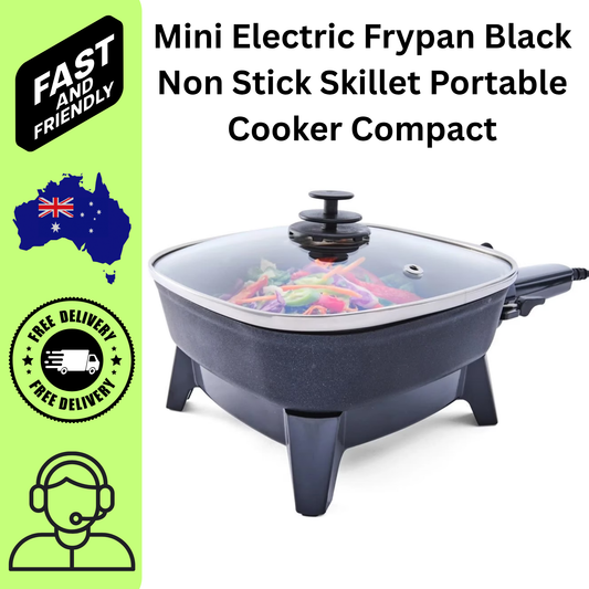 Mini Electric Frypan Black Non Stick Skillet Portable Cooker Compact